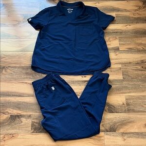 Navy Blue Stretch Scrub Set Jogger Pants Performance Women’s M Scrubstar